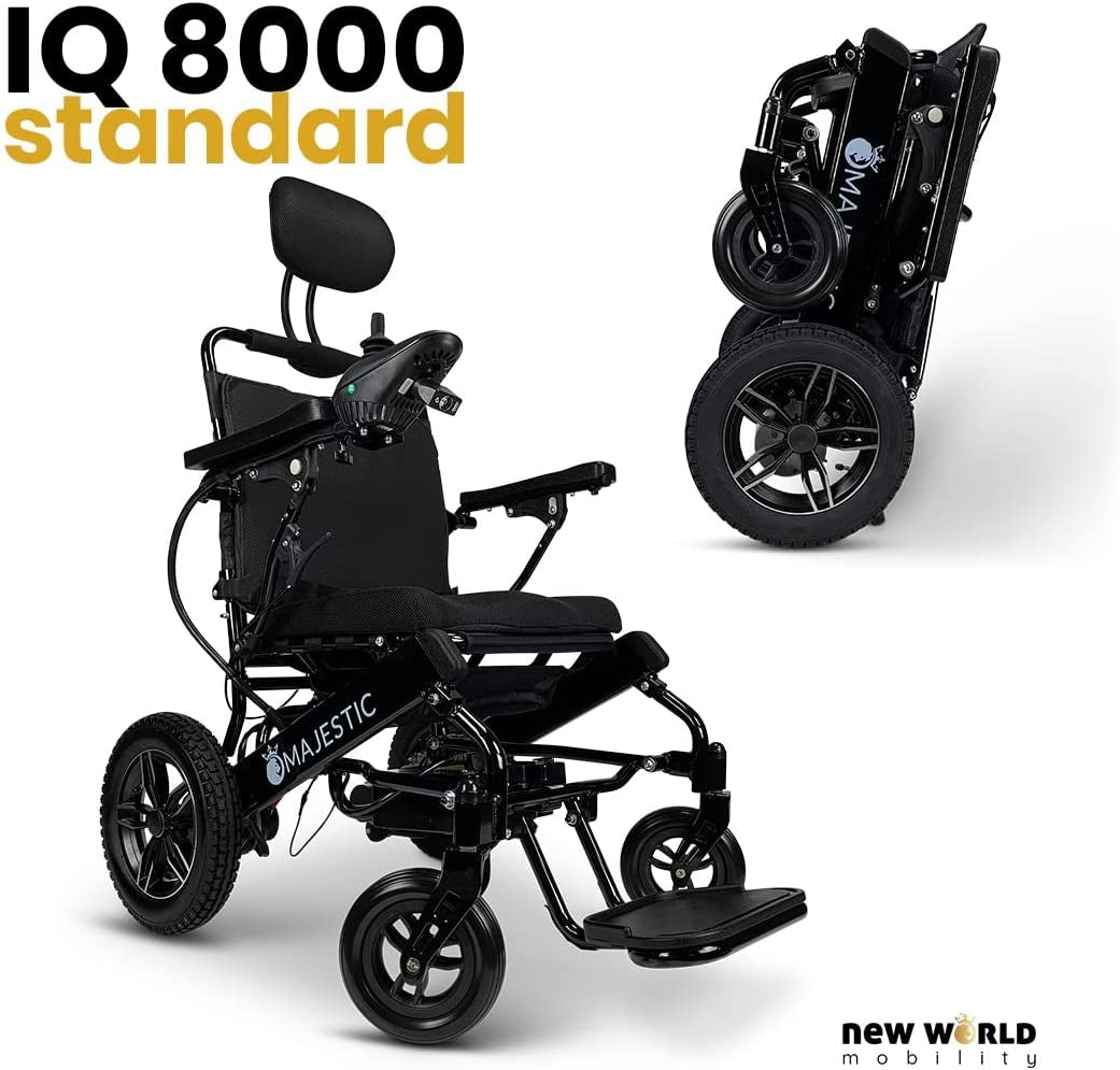 Majestic - 2022 Updated Lightweight Electric Wheelchair - Remote Control Electric Wheelchairs Light Weight Foldable Motorized Power Electrics Wheel Chair Mobility Aid for Adults (17.5" Seat Width)