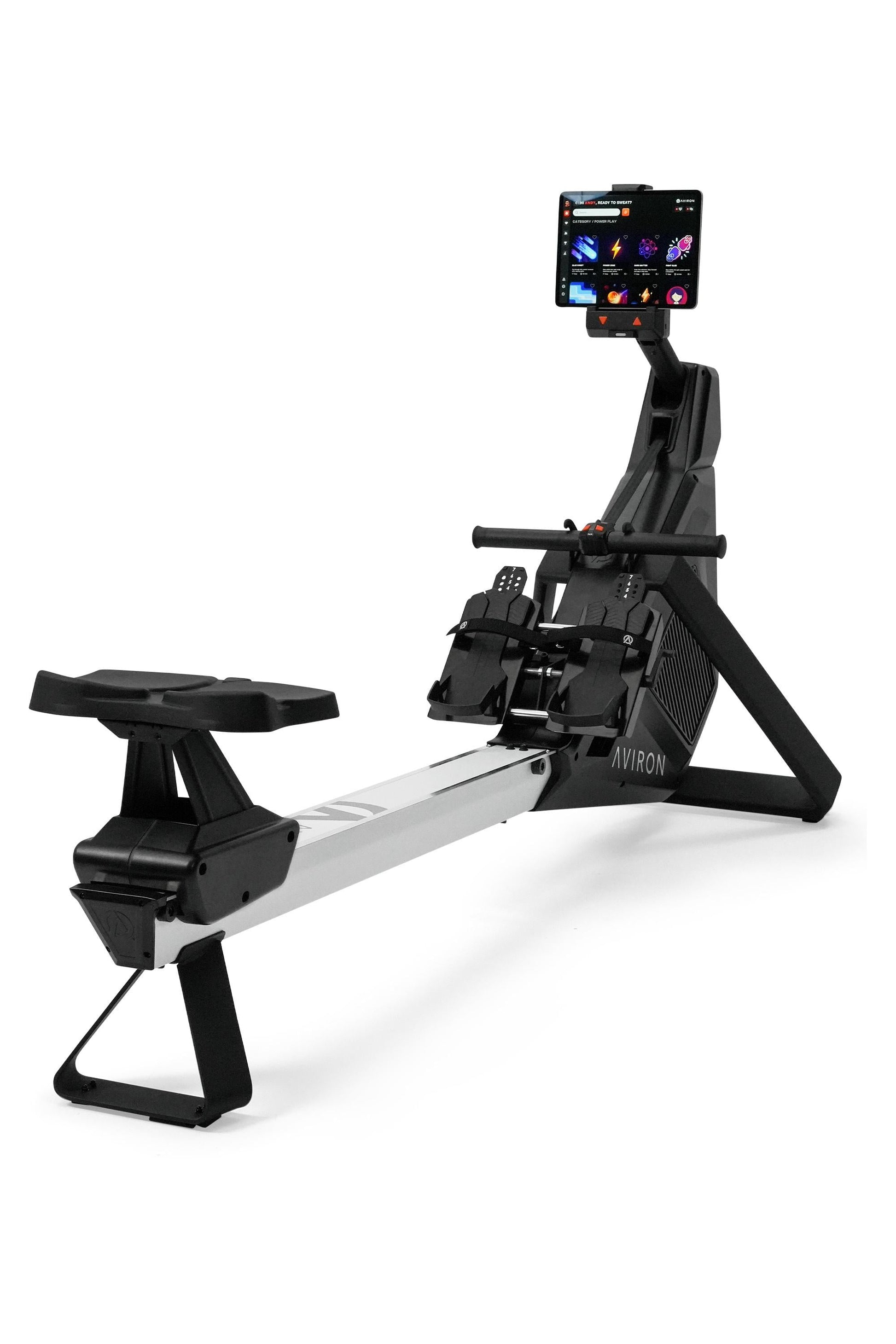 Stronggo Rowing Machine with Ipad Integration—Dual Air & Magnetic Resistance up to 100 Lbs | Game-Based Workouts, Compact Storage Design