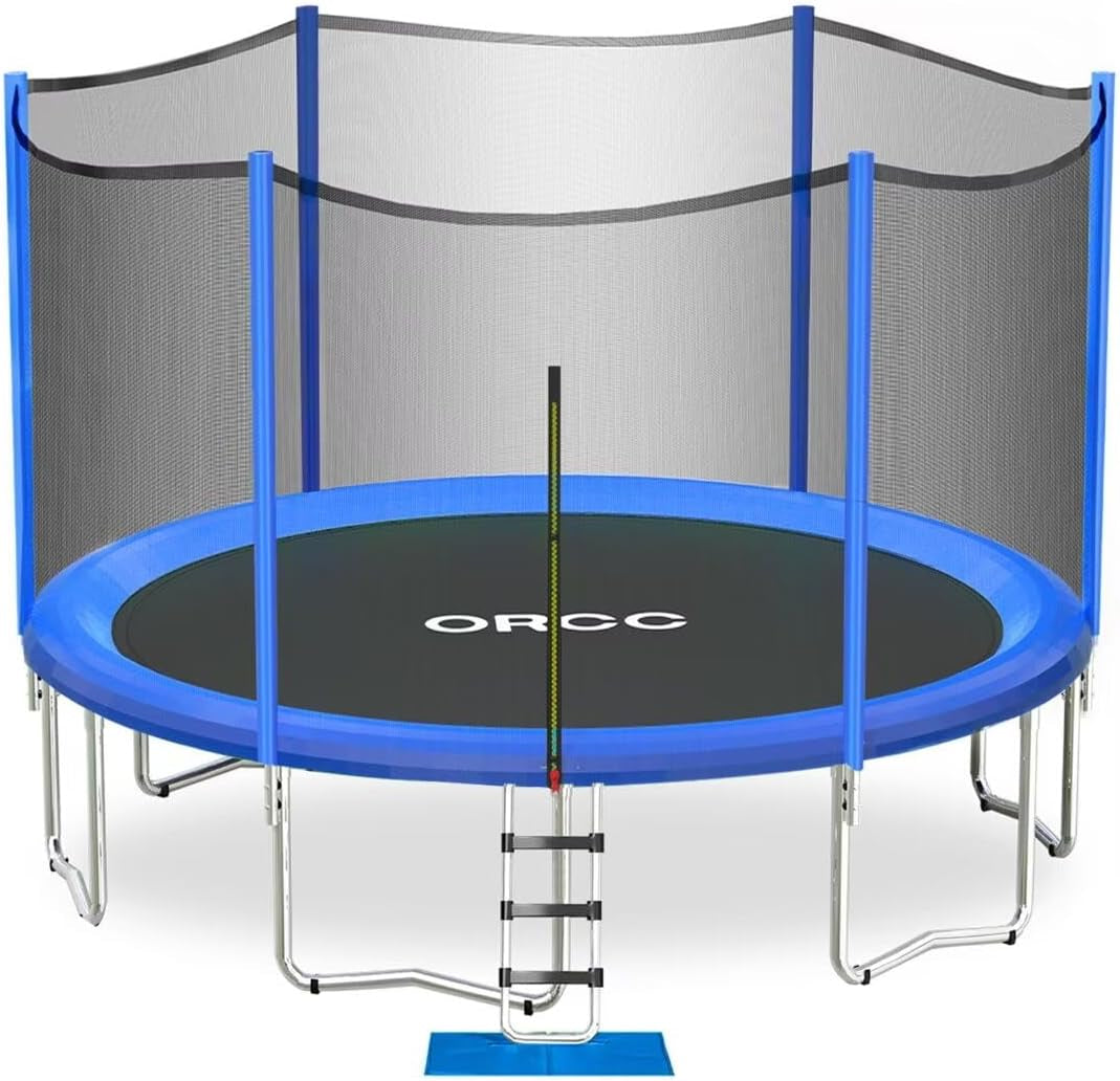 1200LBS Weight Capacity Trampoline for Kids 16 15 14 12 10 8 FT with Safety Enclosure Net Curved Poles for Children Outdoor Yard Trampolines