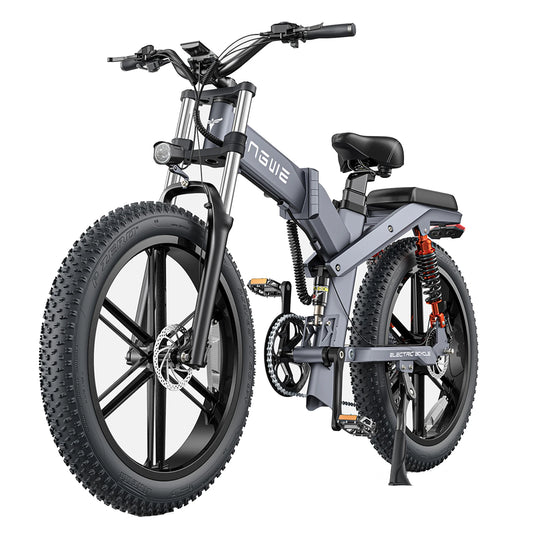 [EU DIRECT]  X26 Electric Bike 19.2Ah+10Ah Dual Batteries 1000W Folding Electric Bike 26*4.0 Inch Fat Tire 120-150Km Mileage Range E Bike for Mountain Snowfield Road Triple Suspension System Dual Oil Disc Brake for All-Terrain Roads Mountain E-Bike