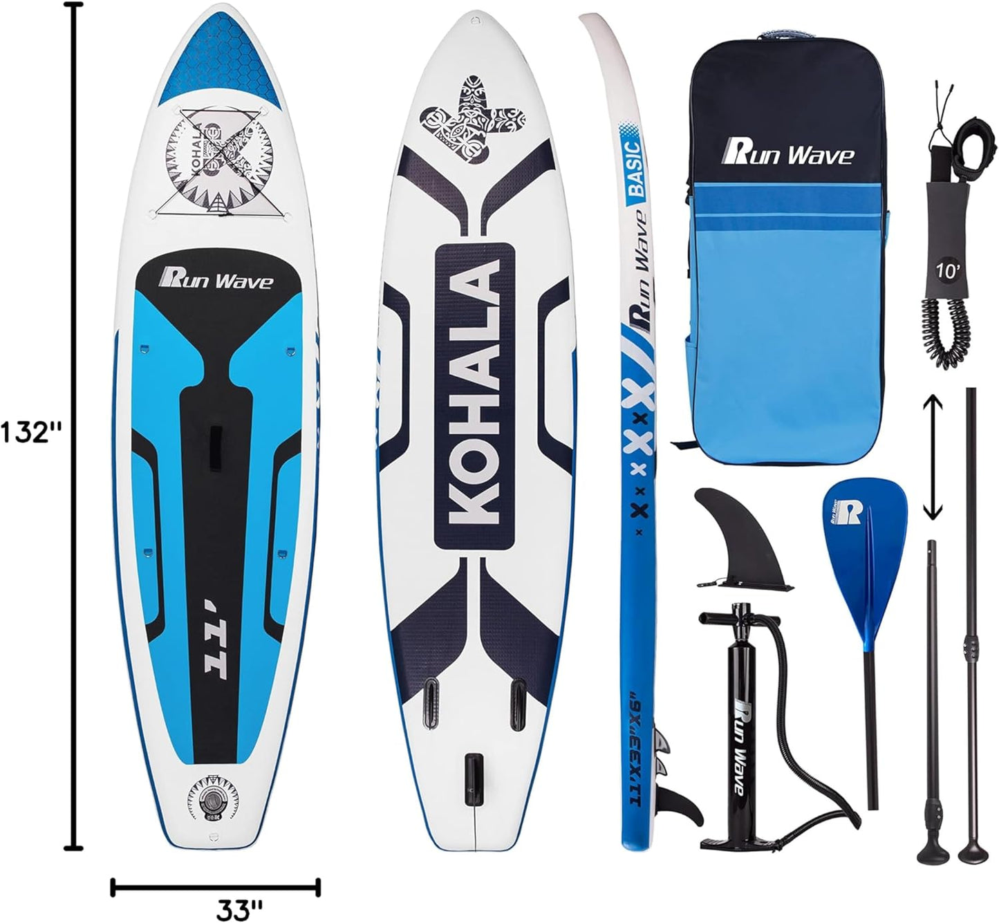 Inflatable Stand up Paddle Board 11'×33''×6''(6'' Thick) Non-Slip Deck with Premium SUP Accessories | Wide Stance, Bottom Fins for Surfing Control | Youth Adults Beginner