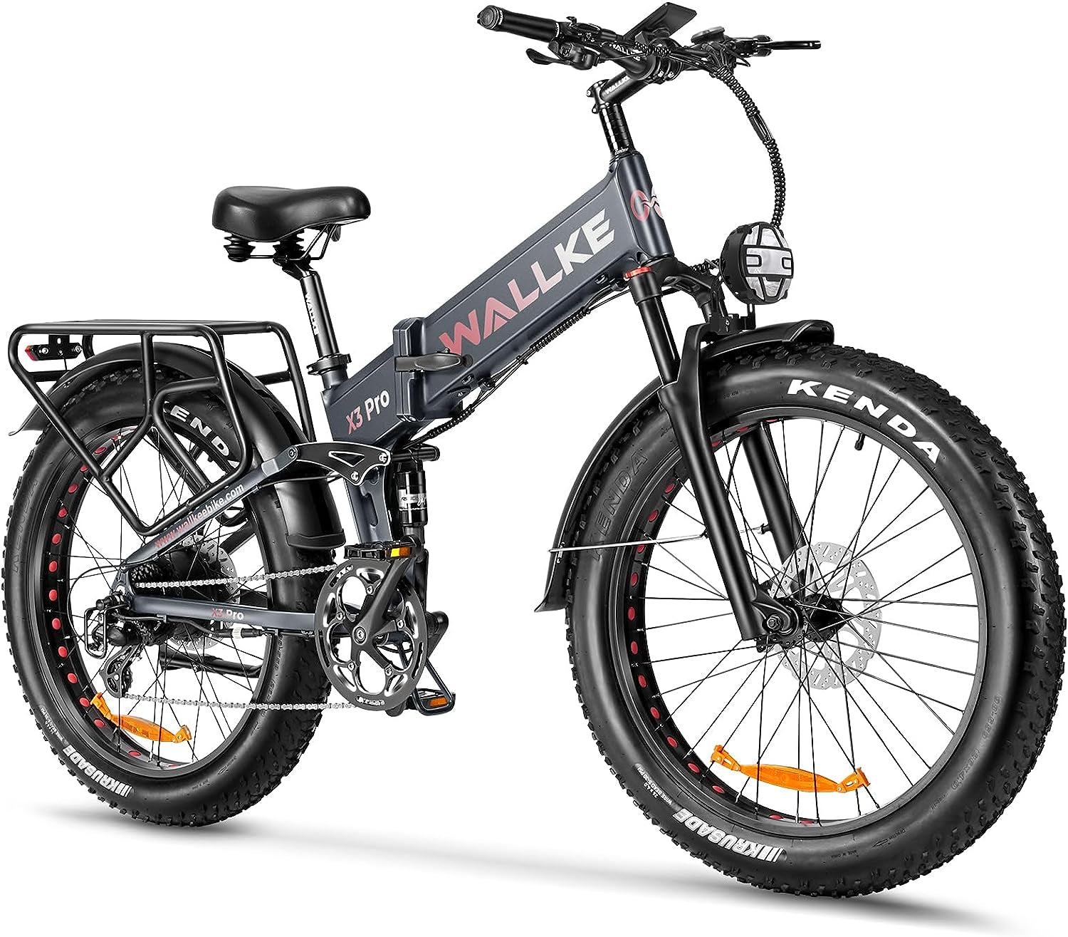 Wallke X3 Pro Fat Tire Electric Bike for Adults Folding 750W 32MPH Ebike 20AH 48V 26 Inch Electric Bicycle Full Suspension 8 Speed