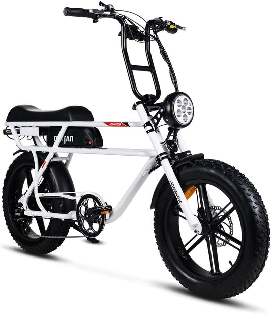 M-70 R7 Electric Bike for Adult, 750W 105Miles 48V 20Ah Removable Battery 20" Fat Tire Electric Bicycle Moped Comfort Ebike Long Padded Banana Seat