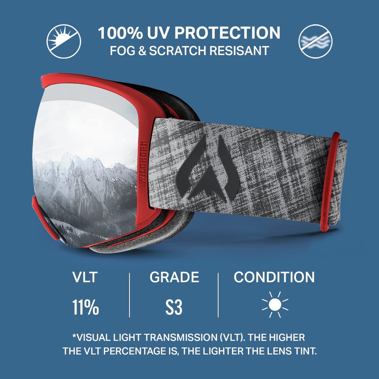 Wildhorn Cristo Ski Goggles Men Women 100% UV Anti-Fog OTG Snowboard Goggles- US Ski Team Official Supplier- Snow Goggles