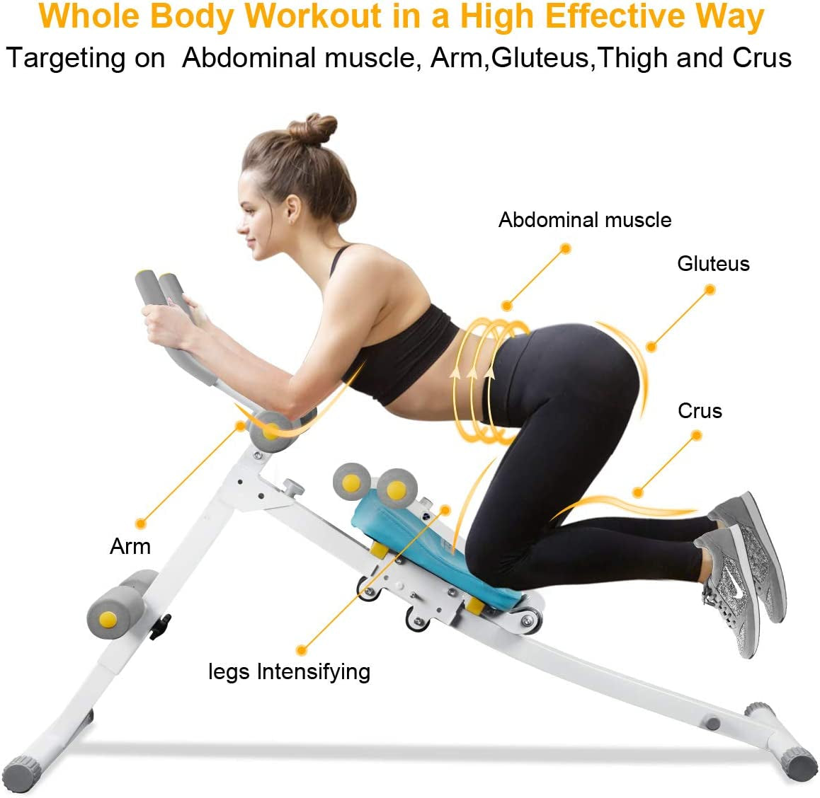 Core&Abdominal Trainers Abdominal Workout Machine,Whole Body Workout Equipment for Leg,Thighs,Buttocks,Rodeo,Height Adjustable Sit-Up Exercise Home Ab Trainer with LCD Display. (Blue09036)