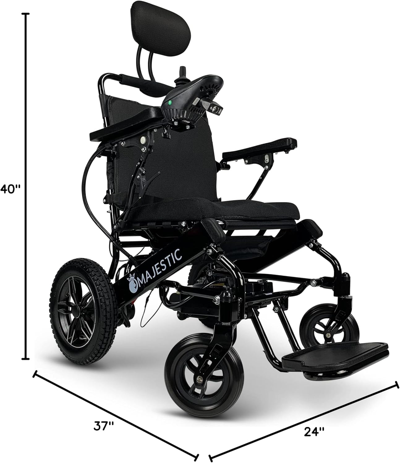 Majestic - 2022 Updated Lightweight Electric Wheelchair - Remote Control Electric Wheelchairs Light Weight Foldable Motorized Power Electrics Wheel Chair Mobility Aid for Adults (17.5" Seat Width)