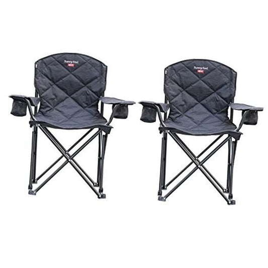 XXL Oversized Camping Chair Heavy Duty 800 LBS for Big Tall Carbon Black-2Set