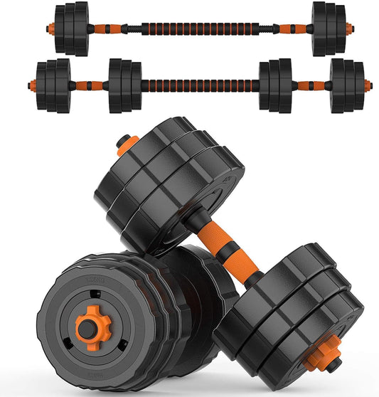 Adjustable Weights Barbell Dumbbells Set,  Weights Dumbbells Non-Slip Neoprene Hand Weights with Connecting Rod for Adults Women Men Fitness,Home Gym Exercise Training Equipment