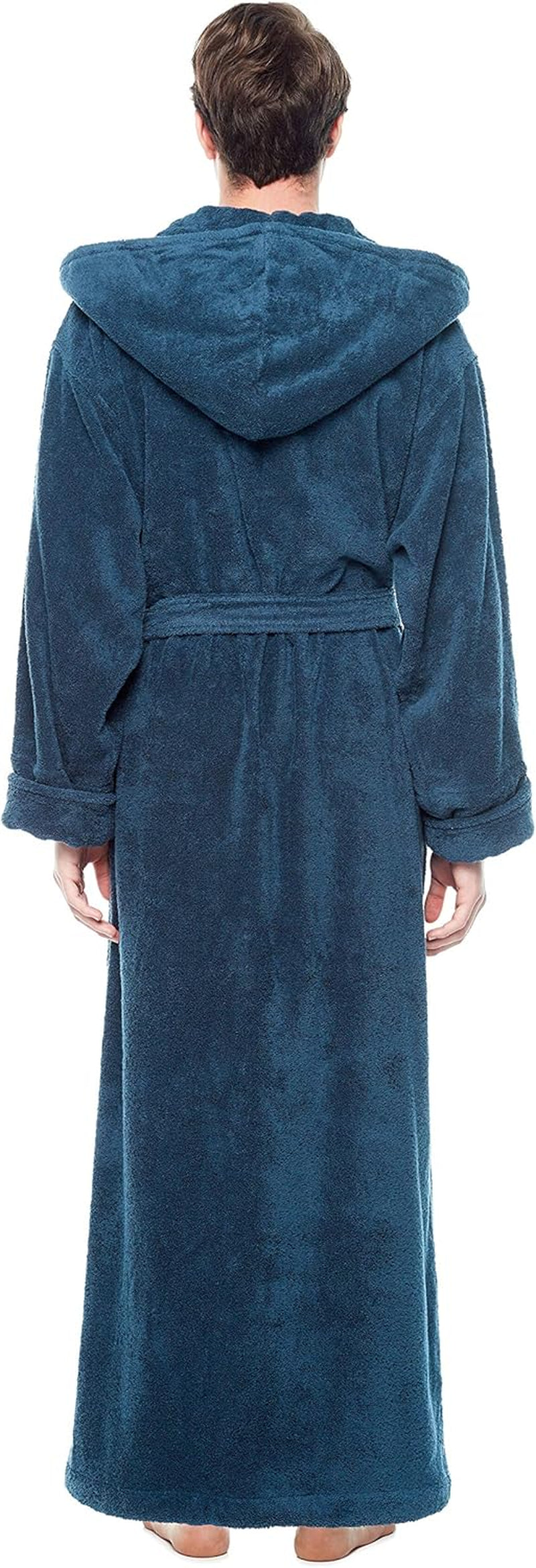 Men'S Hood'N Full Ankle Length Hooded Turkish Cotton Bathrobe