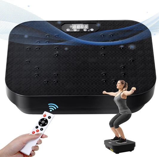 Vibration Plate Exercise Machine Whole Body Vibration Machine with Remote Control for Pain Relief, Lymphatic Drainage, Weight Loss(3 Resistance Loops/Resistance Bands)