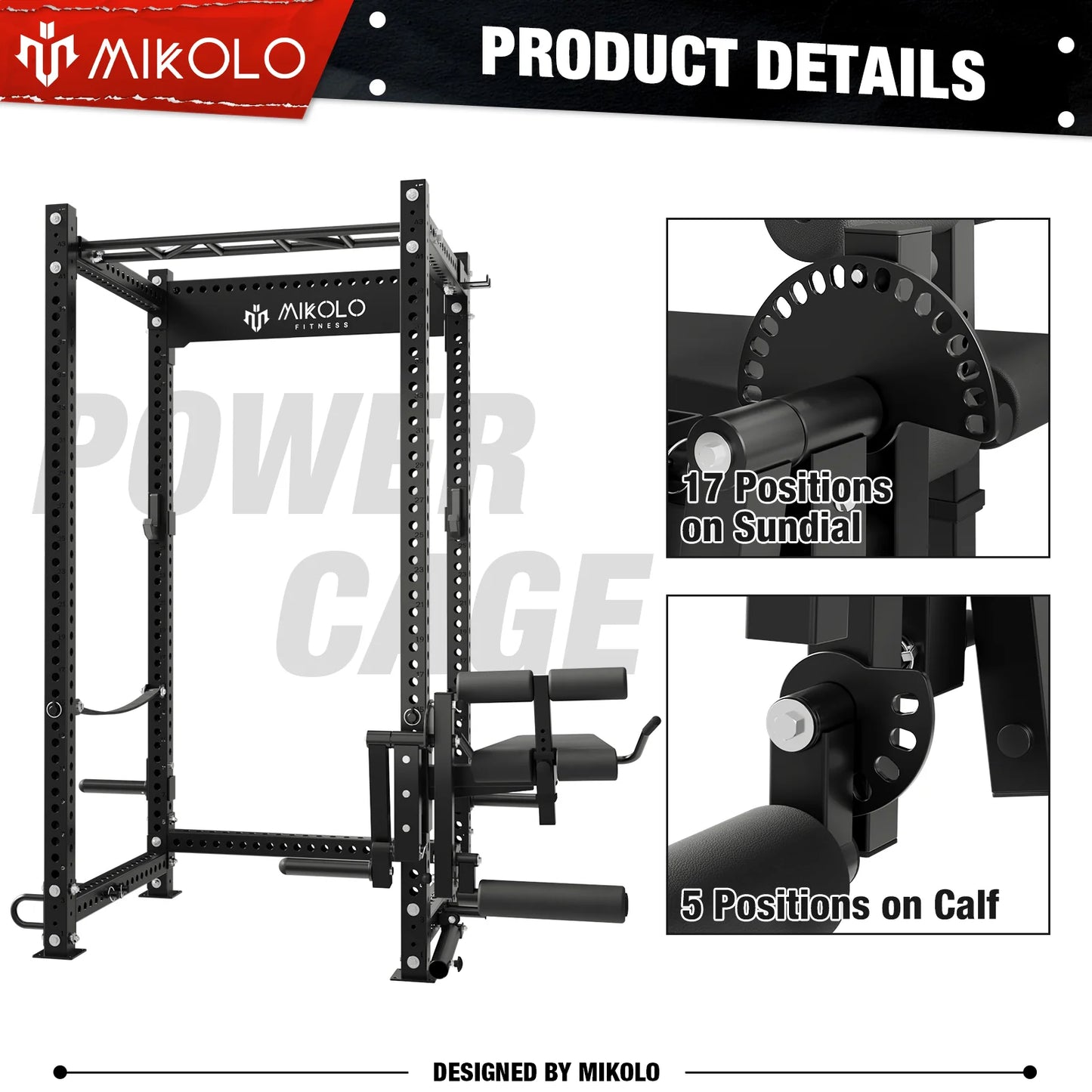 P5R 3X3 UPRIGHT POWER RACK with LEG CURL and EXTENSION ATTACHMENT