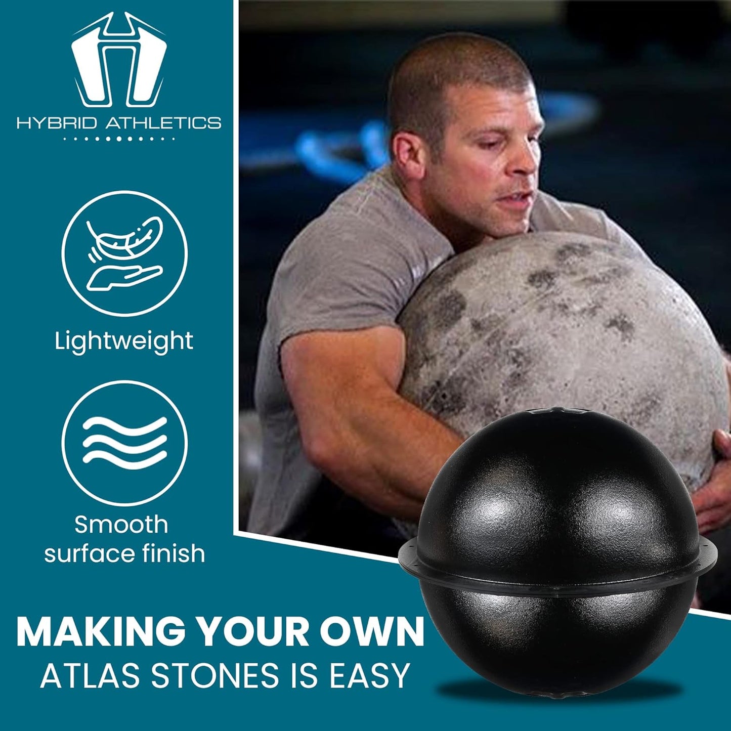 Atlas Stone Molds—Reusable, Heavy Duty Plastic Molds Make Smooth Concrete Stones from 10 to 19 Inches in Diameter. 35Lbs to 300Lbs