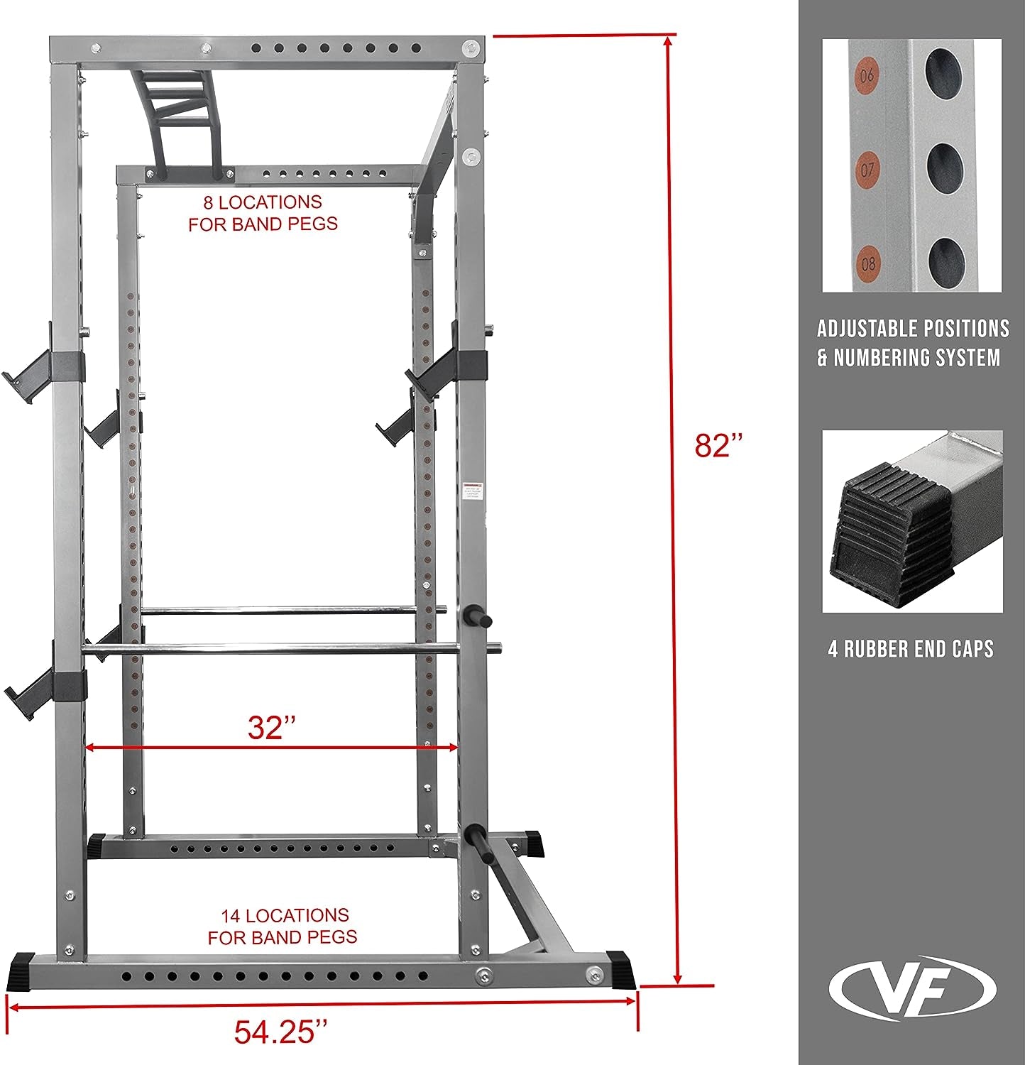 Heavy Duty Power Rack/Squat Cage - with Pull up Bar - Lat Pull or Cable Crossover Bundle Options Multi Functional Strength Training Home Gym Equipment