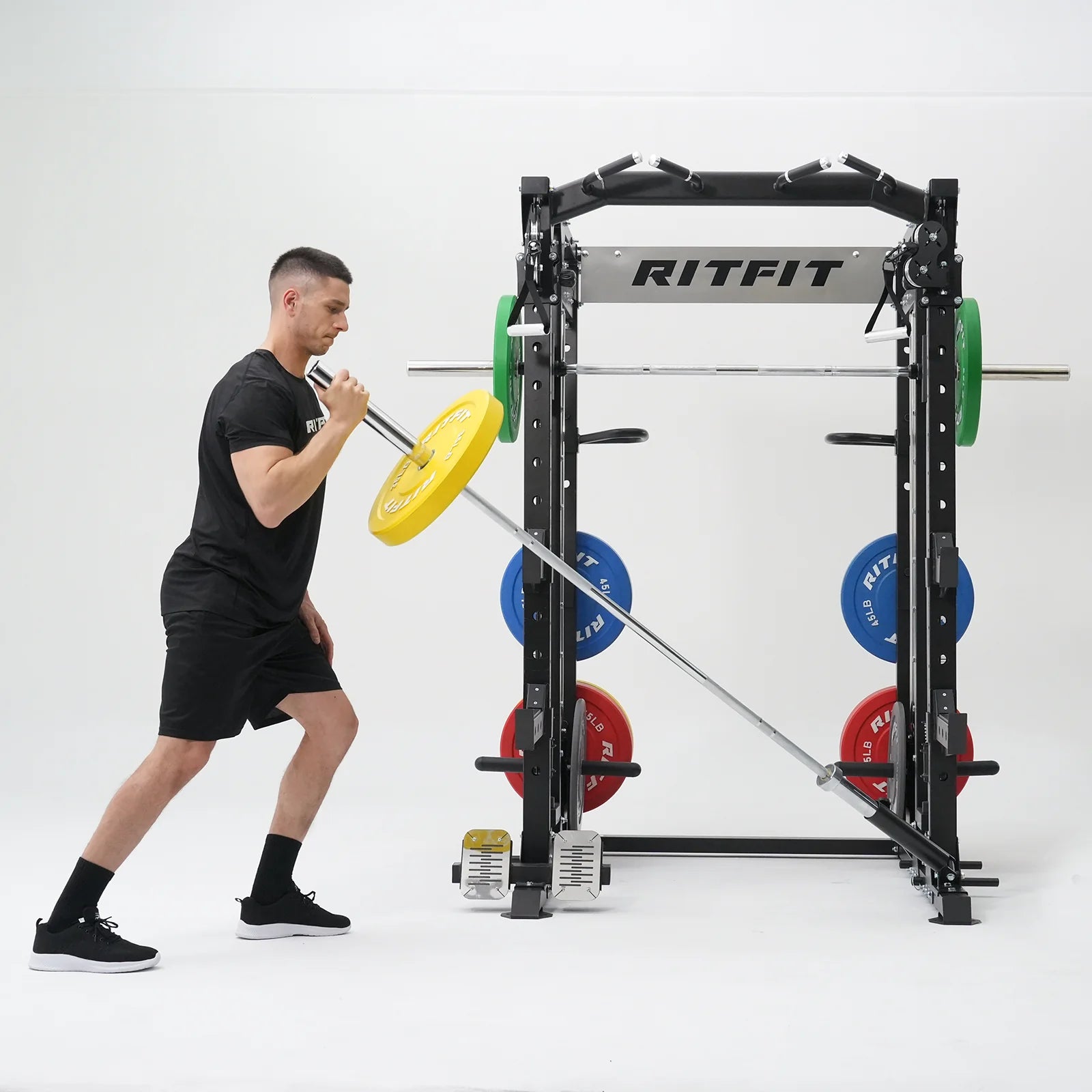 BUFFALO Multifunctional Smith Machine with Lat Pull down and Cable Crossover for Versatile Strength Training