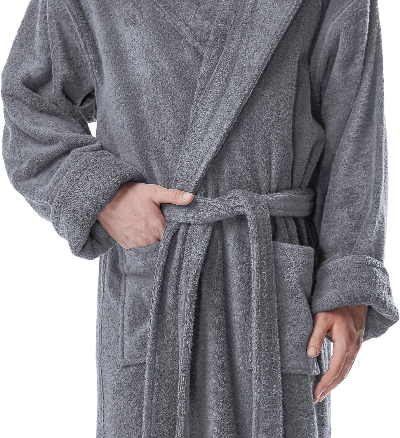 Men'S Hood'N Full Ankle Length Hooded Turkish Cotton Bathrobe