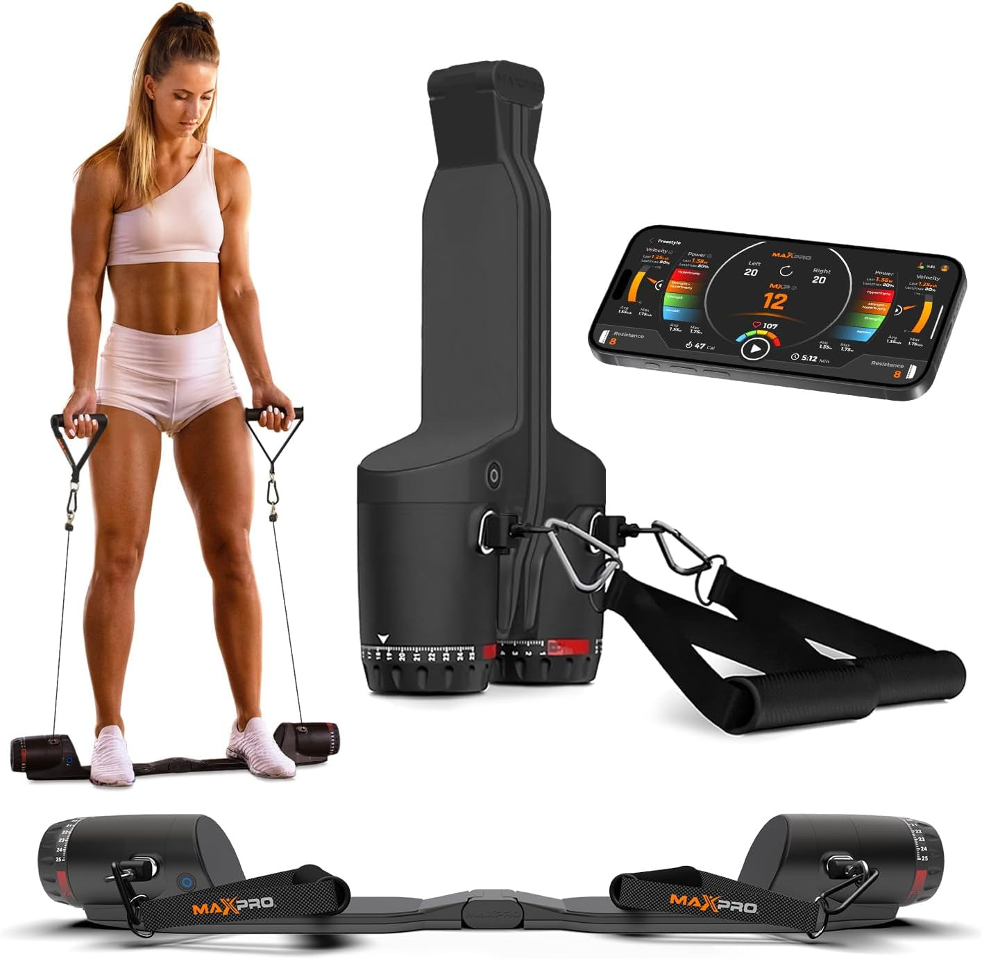 Fitness: Cable Home Gym | as Seen on Shark Tank | Versatile, Portable, Bluetooth Connected | Strength, HIIT, Cardio, Plyometric, Powerful 5-300Lbs Resistance