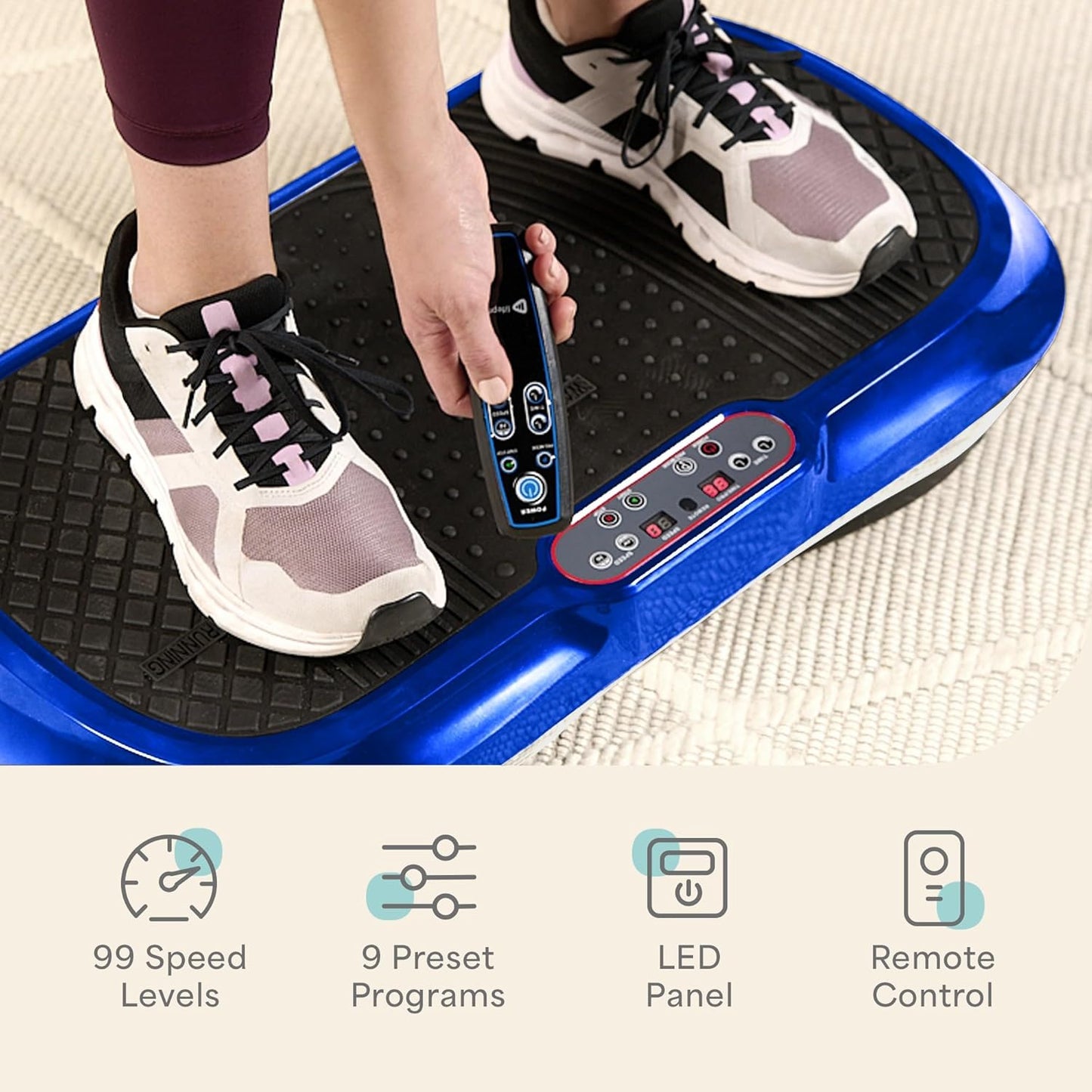 Waver Vibration Plate Exercise Machine – High-Intensity Vibration for Muscle Activation, Full-Body Workout Vibrating Platform with Loop Bands, Fitness Equipment for Strength Toning & Fat Loss