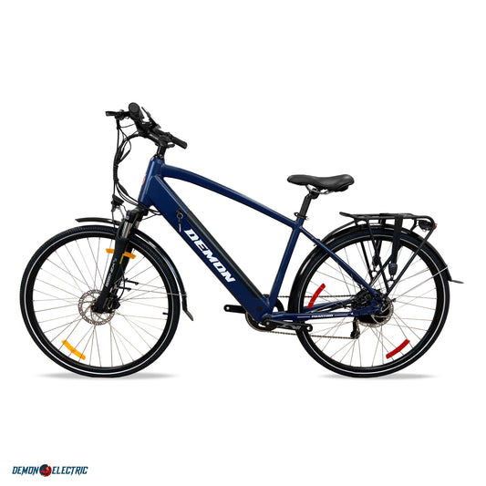 Demon Phantom 27.5" X 1.6" Tires, 350W Touring Electric Bike, 48V/14.5Ah Removable Battery, 60-70Km/37-44Mi Range, Hydraulic Brakes, Shimano 9 Speed Gear, Versatile Commuter E-Bike - Matte Navy Blue