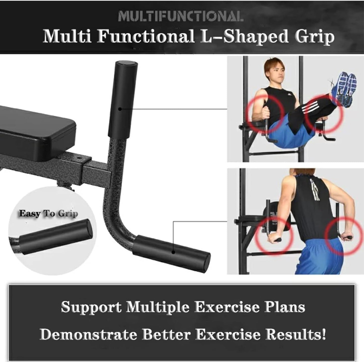 Pull up Bar Station, Power Tower, Dip Station with 3D Backrest, Multi-Function Strength Training Stand Rack, Adjustable Height Dip Bar for Home Gym Workout | Stand Fitness Exercise Equipment