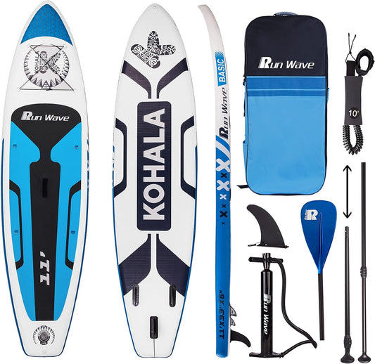 Inflatable Stand up Paddle Board 11'×33''×6''(6'' Thick) Non-Slip Deck with Premium SUP Accessories | Wide Stance, Bottom Fins for Surfing Control | Youth Adults Beginner