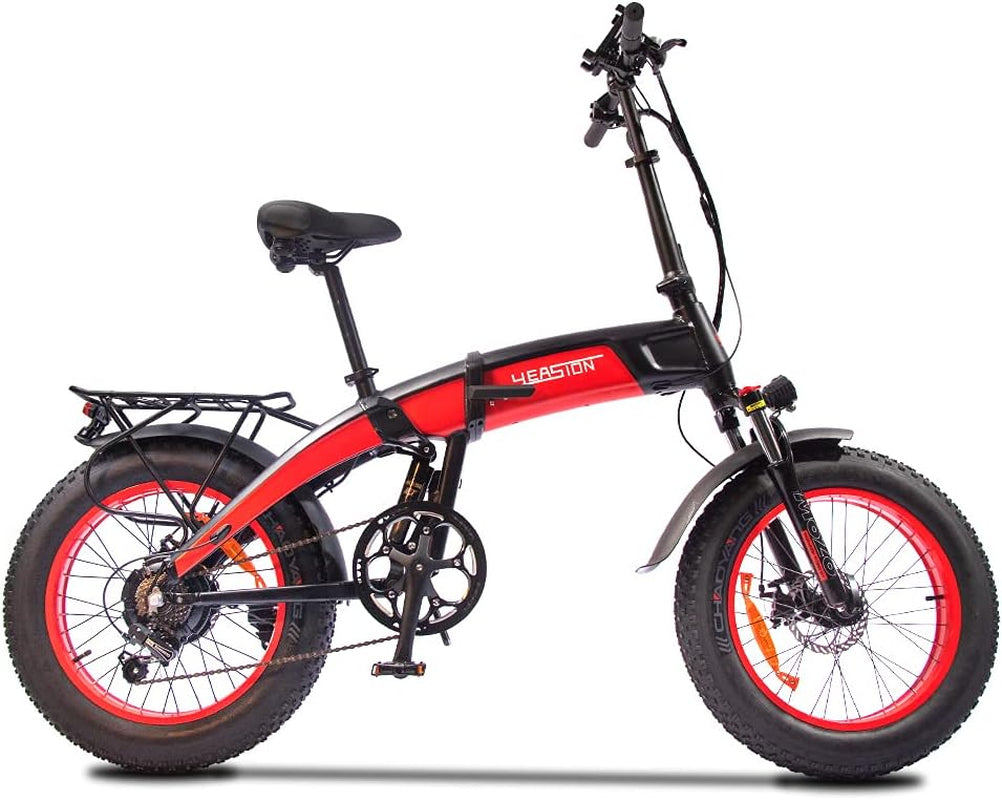 Leopard 1000W Fat Tire Electric Bike for Adults 48V/14Ah Removable Battery 20“ 4.0 Fat Tire Electric Bike Snow Beach Mountain Folding Ebike Black Red