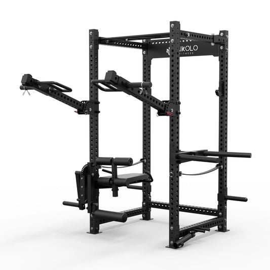 P5R 3X3 UPRIGHT POWER RACK with LEG CURL and EXTENSION ATTACHMENT