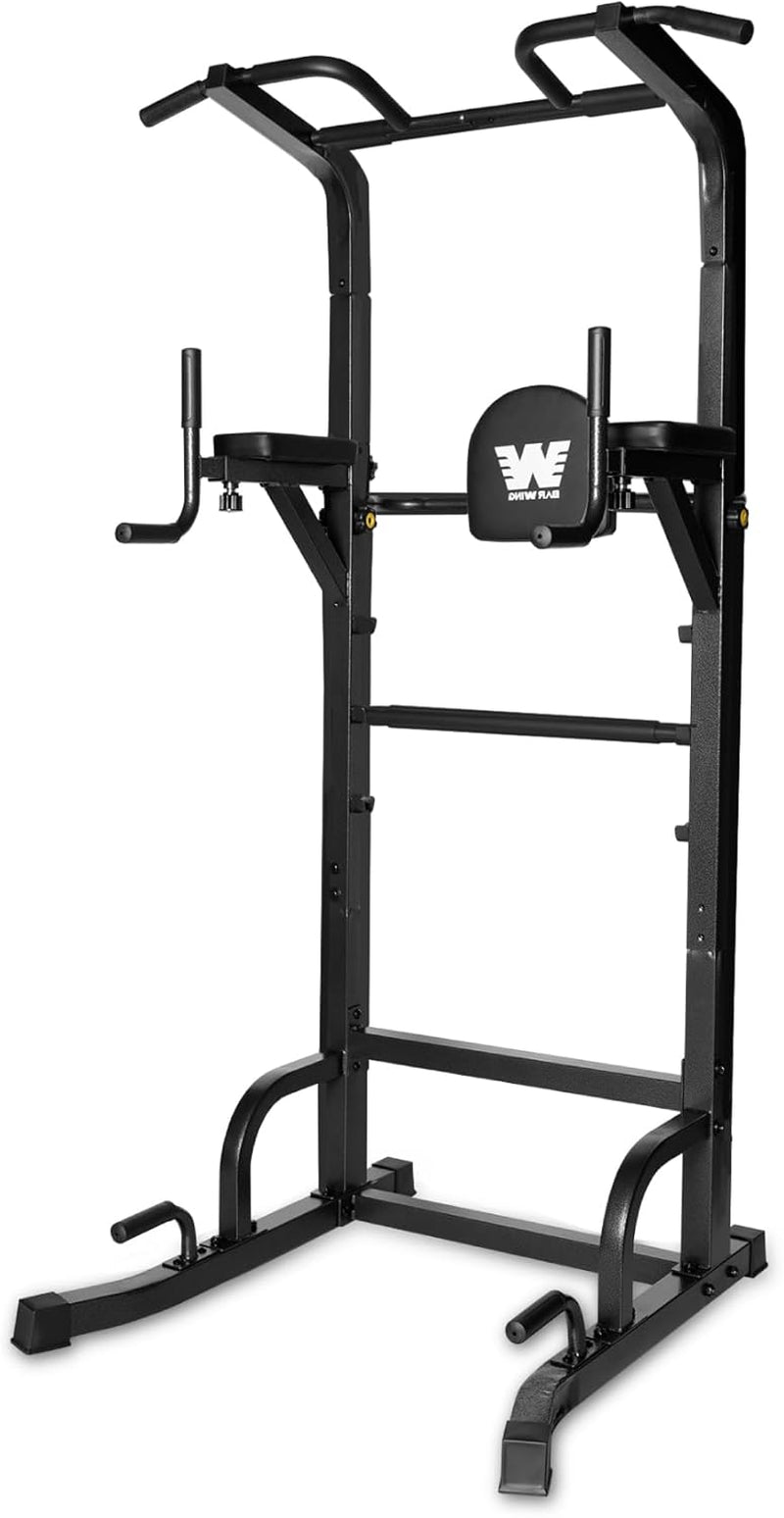 Pull up Bar Station, Power Tower, Dip Station with 3D Backrest, Multi-Function Strength Training Stand Rack, Adjustable Height Dip Bar for Home Gym Workout | Stand Fitness Exercise Equipment