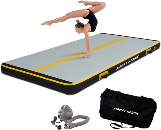 Carbon Air Mat Tumble Track 10Ft/13Ft/16Ft/20Ft/26Ft with Electric Air Pump, Inflatable Gymnastics Mat for Home, Best for Gymnastics, Cheerleading, Tumbling Mat