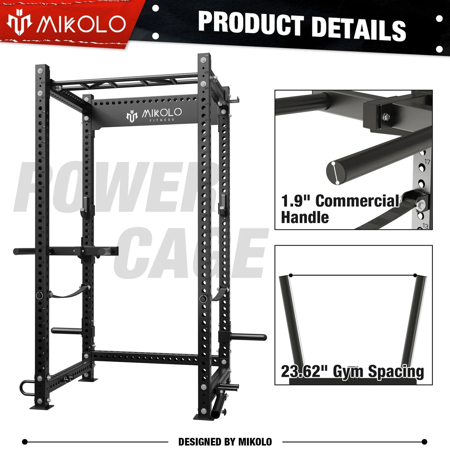 P5R 3X3 UPRIGHT POWER RACK with LEG CURL and EXTENSION ATTACHMENT