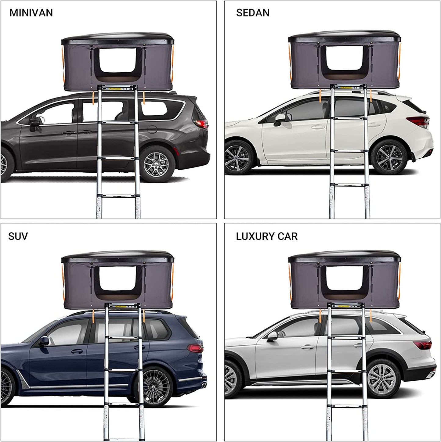 Rooftop Tent Hard Shell Tent for SUV Travel Pop-Up Installation Tent Large Space Suitable for 2 People with Ladder & Waterproof Hard Shell Tent Overland Roof Top Tent