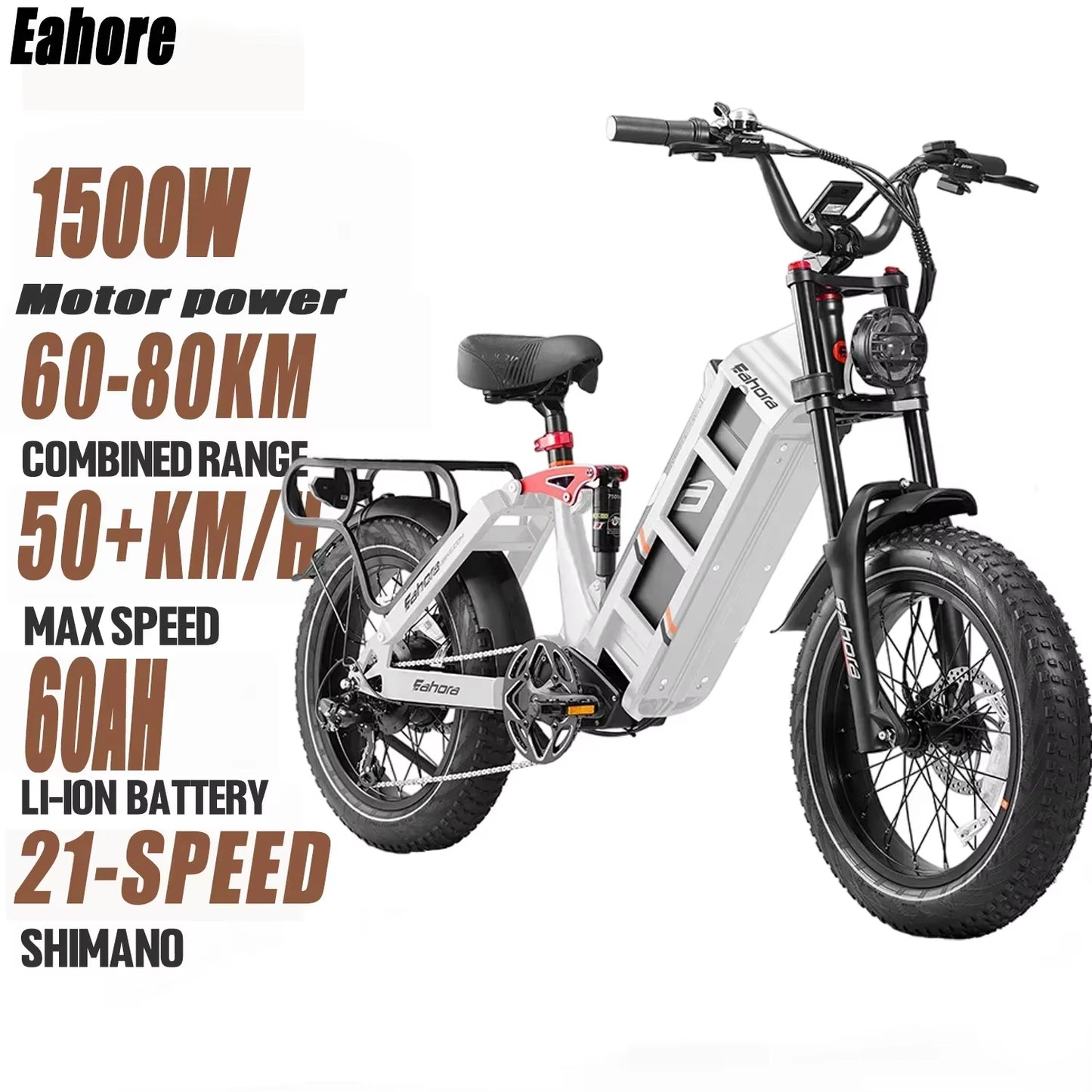 Electrical Bicycle 1500W Motor 52V 60AH Lithium Battery Juliet 2 20Inch Electric Bike Adult Urban Freight Transportation Ebike