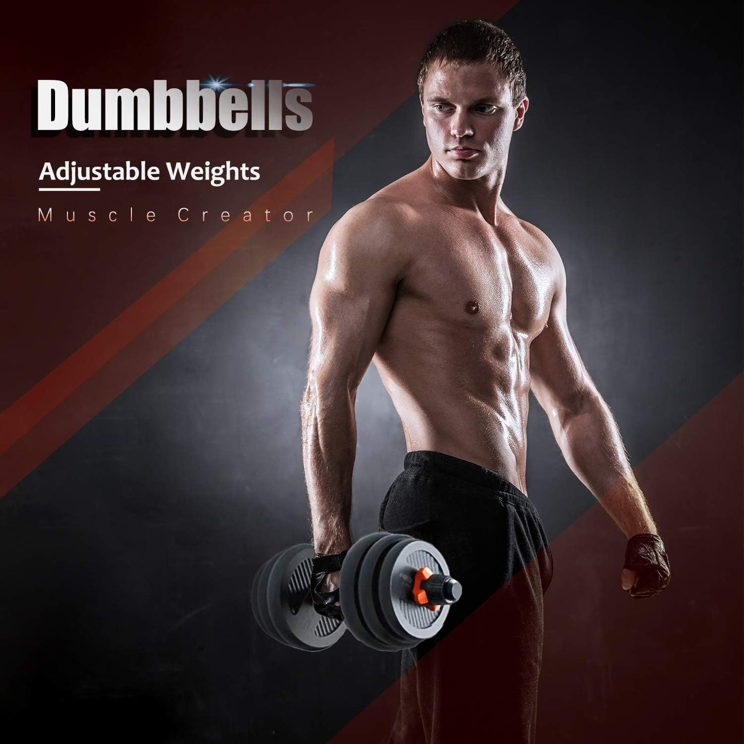 Adjustable Dumbbell Set,Free Weights Dumbbells Set with Connecting Rod Used as Barbell, Dumbbell, Kettlebell and Push-Ups.Free Weights for Women and Men,Weight 44LB/66LB/88LB. (Dumbbell-66Lb)