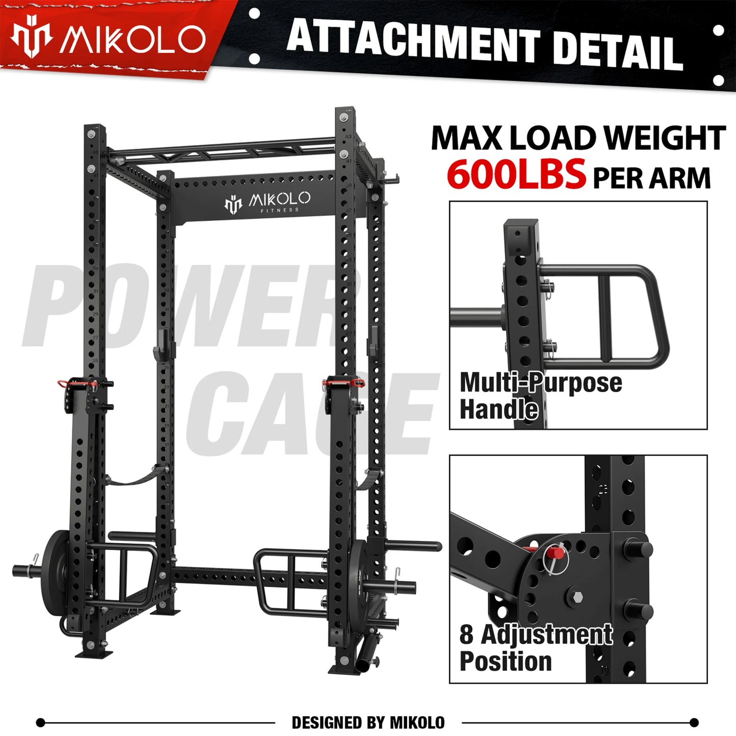 P5R 3X3 UPRIGHT POWER RACK with LEG CURL and EXTENSION ATTACHMENT