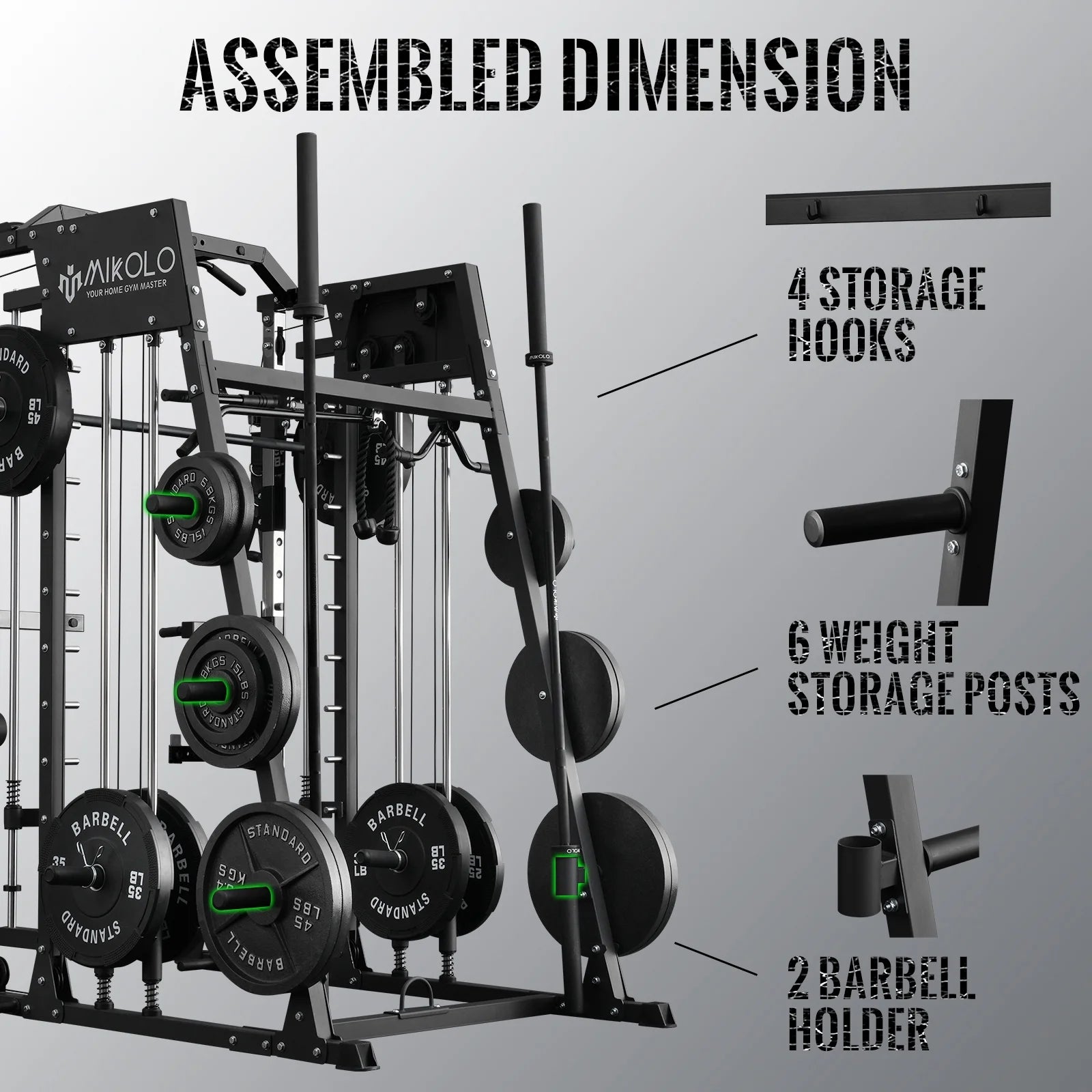 Smith Machine Home Gym, 2200 Lbs Power Rack Cage with Cable Crossover, Power Rack with 800LB Capacity Adjustable Weight Bench and 230 Lbs Weight Plate, Total Body Strength Training Equipment