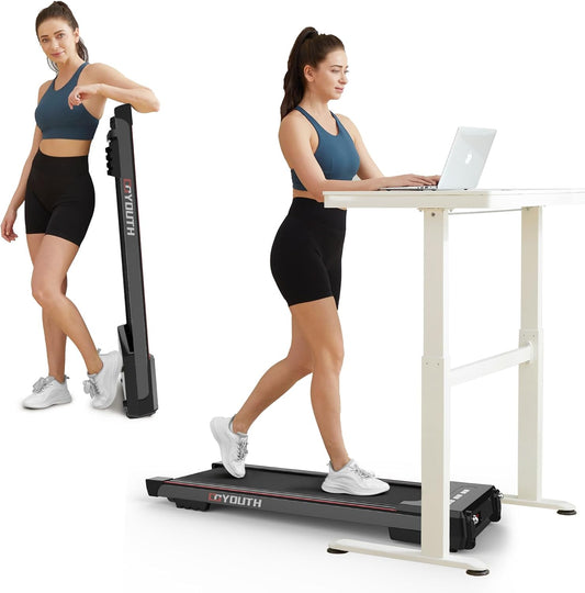 2 in 1 under Desk Electric Treadmill Motorized Exercise Machine with Wireless Speaker, Remote Control and LED Display, Walking Jogging Machine for Home/Office Use