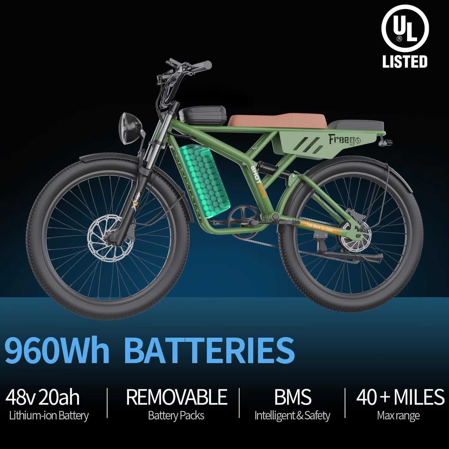 Electric Mountain Bike for Adults 1000W/48V/20Ah Electric City Bike 24’‘ Ebike Electric Bicycles 28MPH & 40 Miles 7-Speed