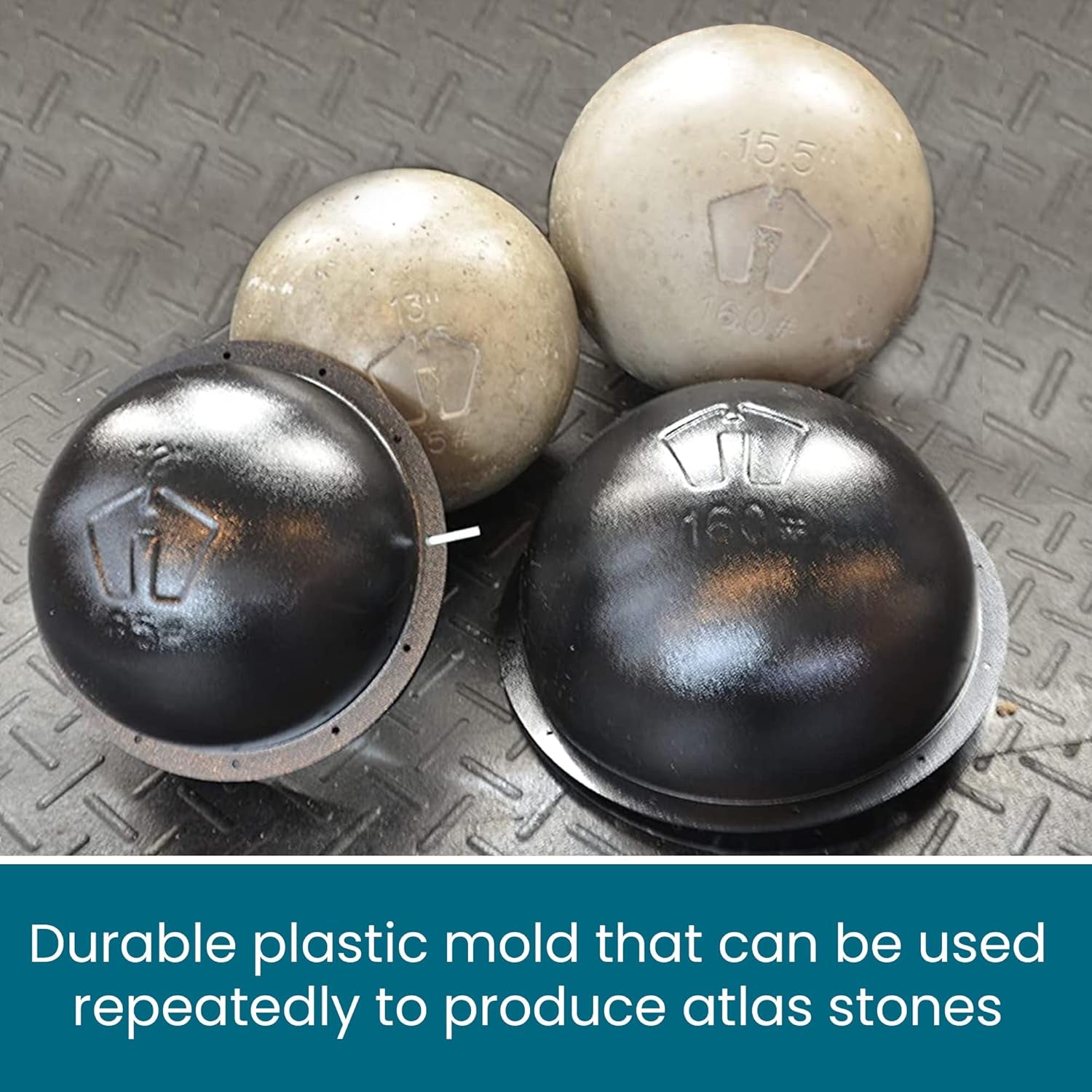 Atlas Stone Molds—Reusable, Heavy Duty Plastic Molds Make Smooth Concrete Stones from 10 to 19 Inches in Diameter. 35Lbs to 300Lbs