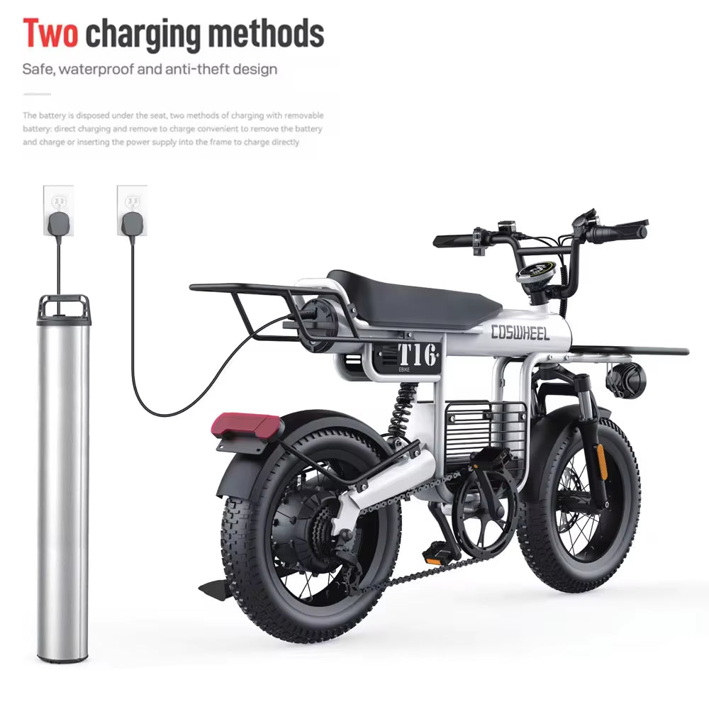 Coswheel T16 Adults Electric Bike 1000W Motor Bicycle 1000W 48V 16 Inch Tire Ebike Electric E Bikes Mountain Ebikes for Men