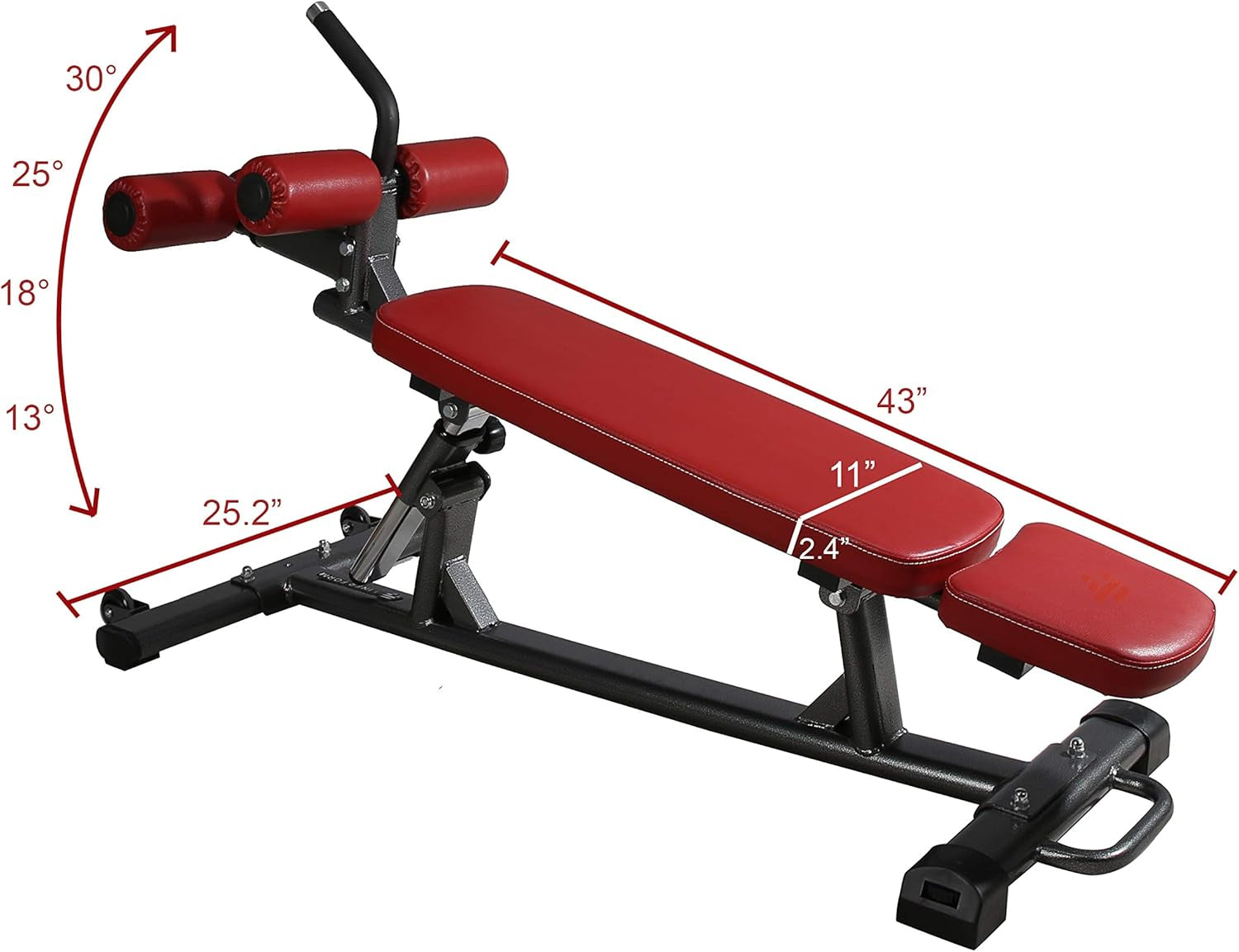 Finer Form Semi-Commercial Sit-Up Bench for Core Workouts and Decline Bench Press. Adjustable Weight Bench with Reverse Crunch Handle with 4 Adjustable Height Settings. Great Ab Workout Equipment