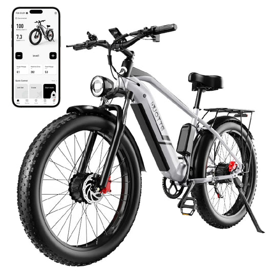 [EU DIRECT]  F26 Electric Bike 48V 20AH Samsungbattery 750W*2 Dual Motors 26*4.0Inch Fat Tires APP Support 50KM Max Mileage 150KG Max Load Electric Bicycle