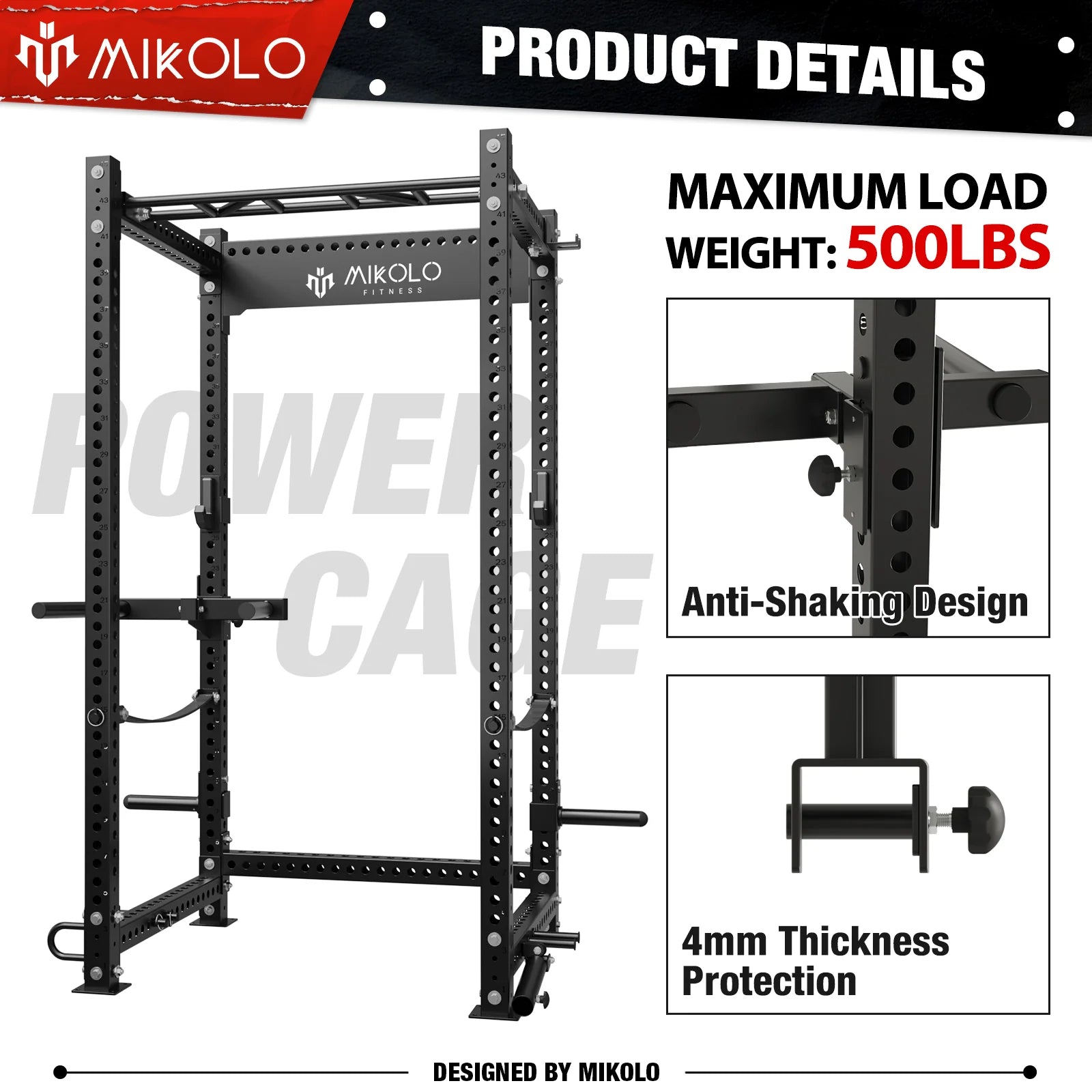 P5R 3X3 UPRIGHT POWER RACK with LEG CURL and EXTENSION ATTACHMENT