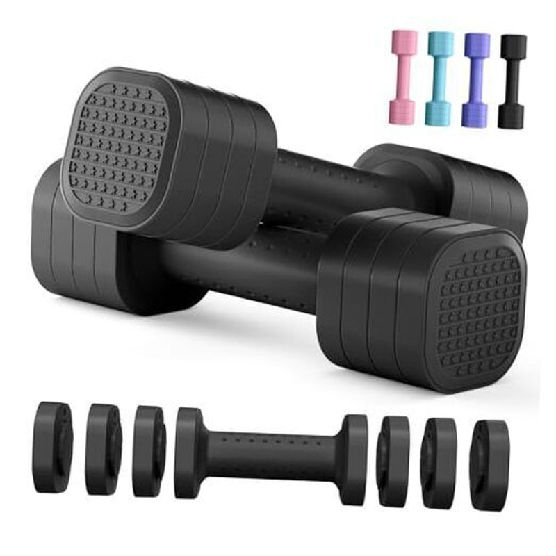 Adjustable Dumbbell Set of 2, 4 in 1 Free Weights Dumbbells Set for Black