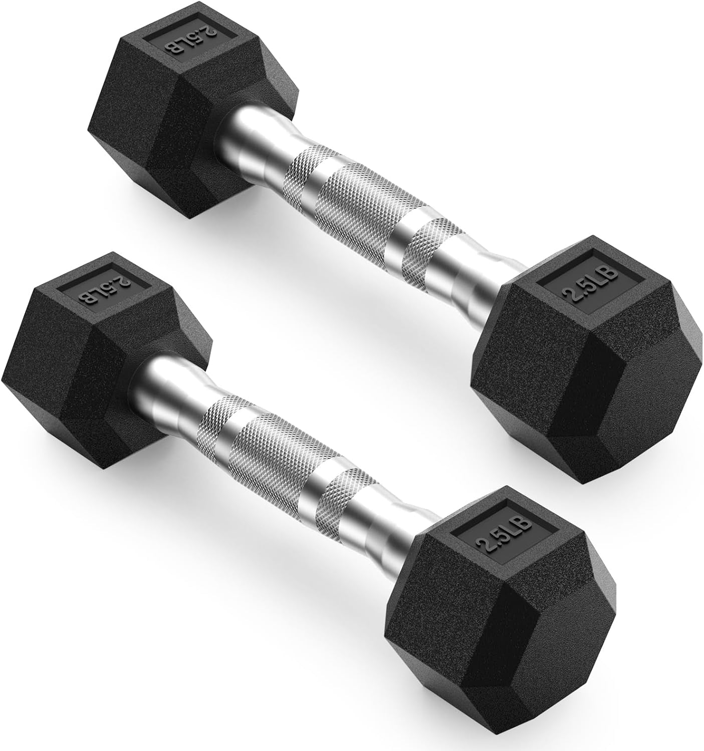 HEX Dumbbell Set, Rubber Encased Home Gym Dumbbells, Exercise & Fitness Weights Dumbbells for Women & Men, Hand Weight for Strength Training