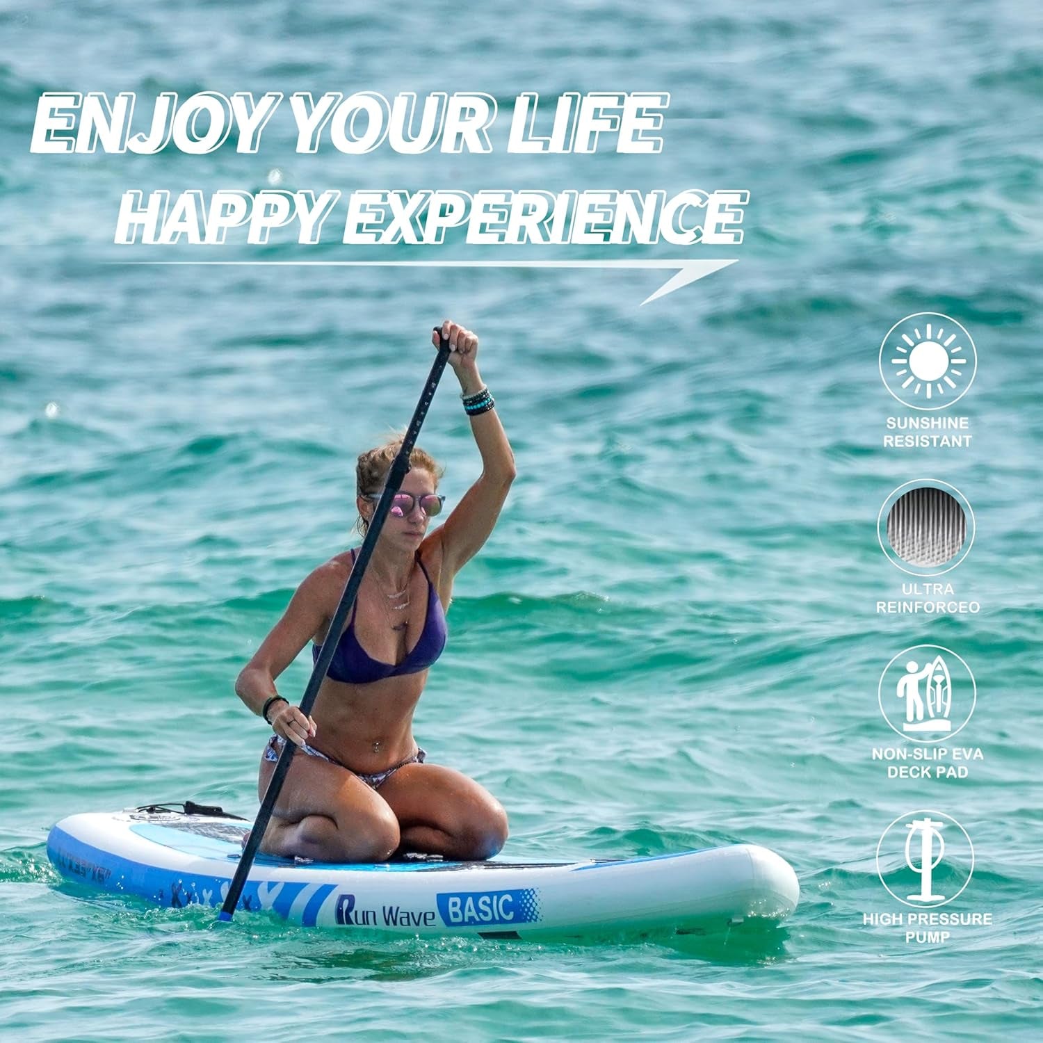 Inflatable Stand up Paddle Board 11'×33''×6''(6'' Thick) Non-Slip Deck with Premium SUP Accessories | Wide Stance, Bottom Fins for Surfing Control | Youth Adults Beginner